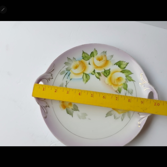 Antique PT Bavaria 2 Handle Studio Hand Painted Artist Signed Yellow Rose Plate - Picture 10 of 10